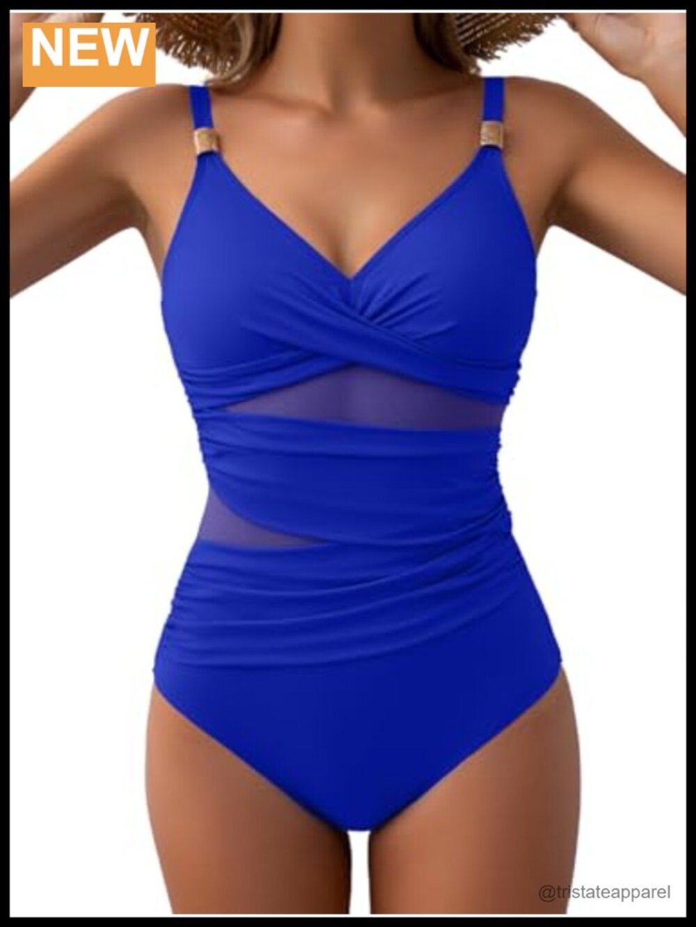 Women's One Piece Swimsuit Tummy Control V Neck Mesh Push Up Slimming Bathing
